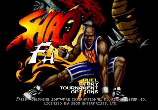 Shaq Fu title screen for Sega Genesis